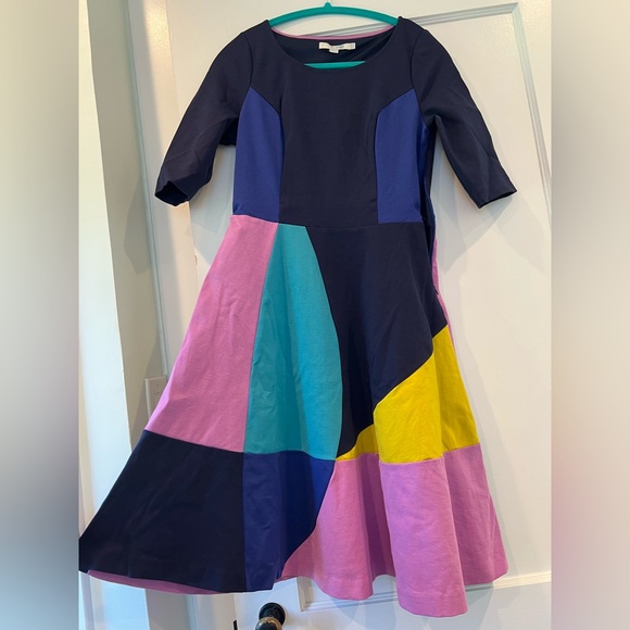 Boden Alice Colorblock Dress in Blue, Pink, and Yellow, size 6R - Picture 2 of 8